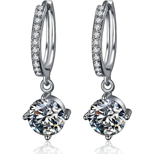 2016 New arrival free shipping super shiny cubic zirconia 925 sterling silver ladies`clip earrings jewelry gift