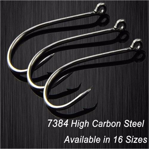 100PCS 7384 Fishing Hooks Black Offset Sport Circle Bait Carp Fishing Hook 16 Sizes
