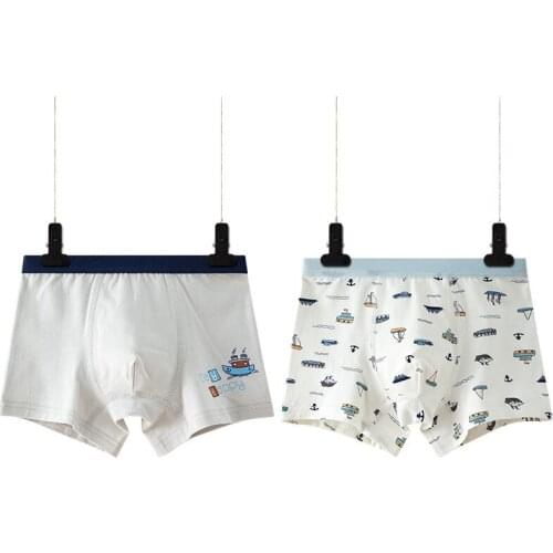2pcs/lot Cartoon Boy Underwear Boxer Graphic White Boy Cotton Panties Kid Clothes 2-14 Years Old Class A OKU203011