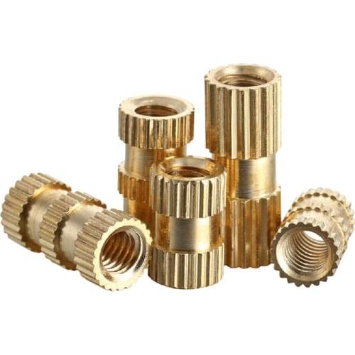 20pcs/50pcs/100pcs m1.4 M2 M2.5 M3 M4 M5 M6 M8 Braas insert nut Injection Molding Brass Double Pass Knurled Thread Inserts Nuts