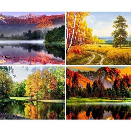 5D Diamond Painting Full Square Natural Landscape Cross stitch Diamond Embroidery Scenic Tree Mosaic Picture of Rhinestone Decor