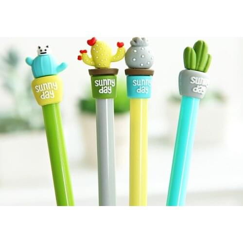 6 pcs Sunny day Cactus gel pen 0.5mm ballpoint Black color gel-ink Stationery Office school supplies Material escolar EB773
