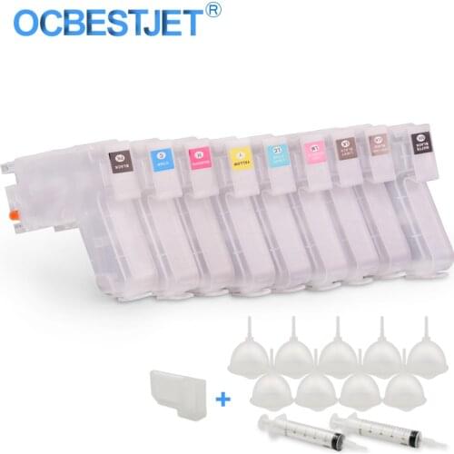 9Colors/Set T8501 T8501-T8509 Empty Refillable Ink Cartridge With Reset Chip For Epson SureColor P800 SC-P800 Printer 280ML/PC