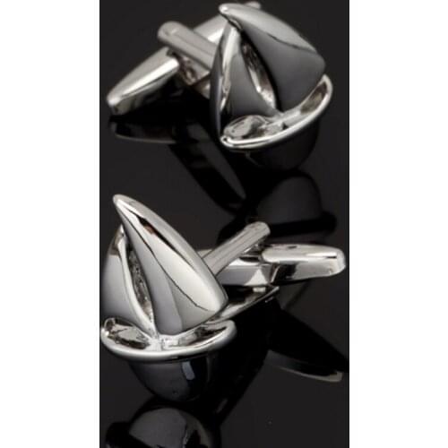 Free shipping, new mens shirt cufflinks silvery sailboat cufflinks senior designer exclusively designed gift buttons for sports