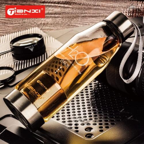 550ML&450ML My Bottle Glass Tea Infuser Water Bottle With Stainless Steel Filter Portable Sport Fruit Bottle With Sleeve Tea Bot