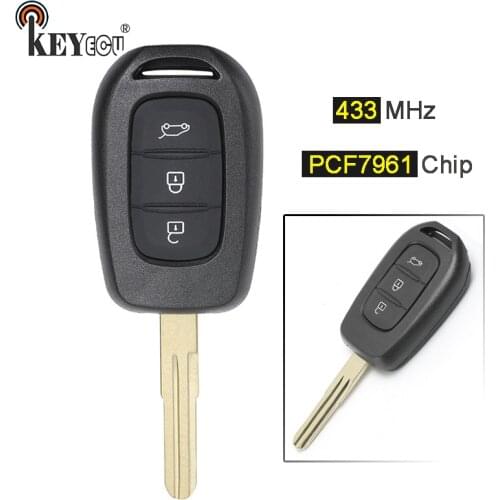 KEYECU 433MHz PCF7961 Chip 3 Button Replacement Remote Key Blank Fob for Renault Captur Symbol Megane 3 Kadjar 2013-2017