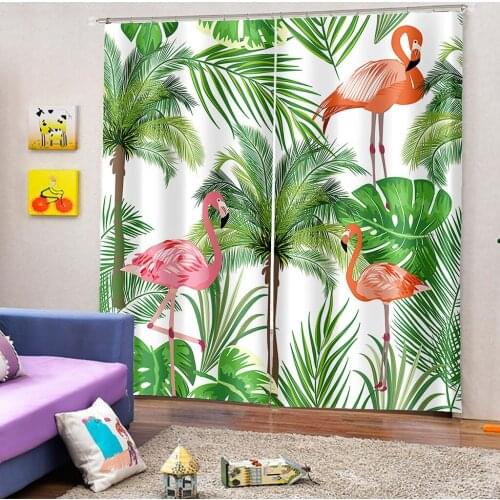 Home Furnishing Flamingo Natural Pattern Adult Bedroom Essential Living Room Shading Curtain Cover with Hook Accessories