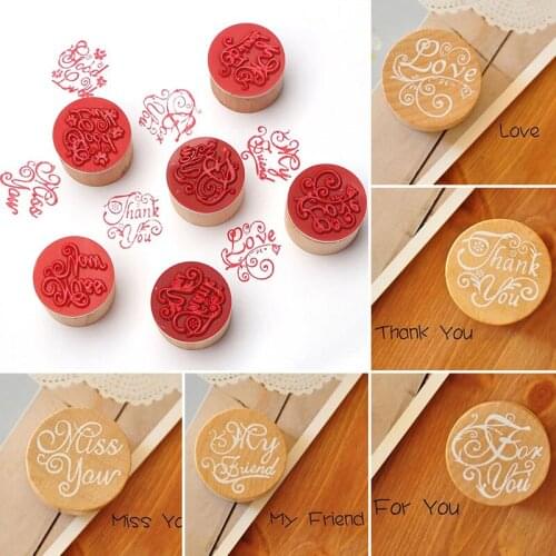 Friend Gift Decoration Stamp Round Wooden Rubber Stamps for Scrapbooking Stationery DIY Craft Stamp