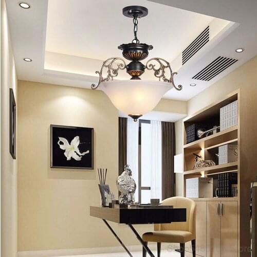 European Vintage Iron Acrylic Led Pendant Lights Bedroom Living Room Hanging Lights Study Dining Room Home Decor Light Fixtures