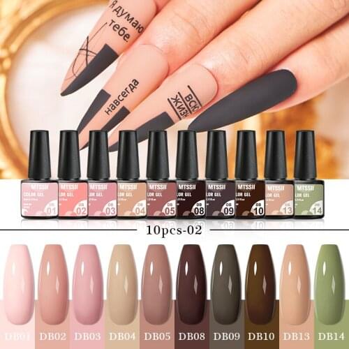 Mtssii 10/6/4Pcs UV Gel Nail Polish Set Semi Permanent Glitter Color Gel Varnish Soak Off UV Led Gel varnish DIY Manicure Kit