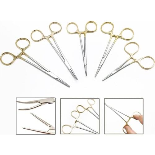 Hemostatic forceps Surgical instrument hemostat Gold handle dental forceps Stainless steel