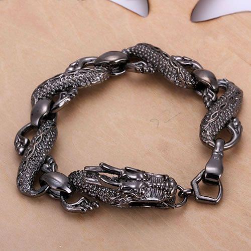 H007 Hot Sale Fine Silver Plated Jewelry,Wholesale Factory Price 925 Charms Free Shipping Fashion Black Dragon Bracelet /ach