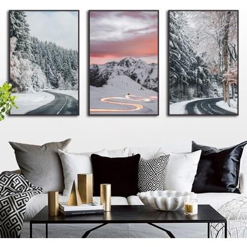 Winter Decor Paintings Nordic Landscape Prints Snow Canvas Wall Art for Living Room Frameless Home Decor Poster Interior Loft