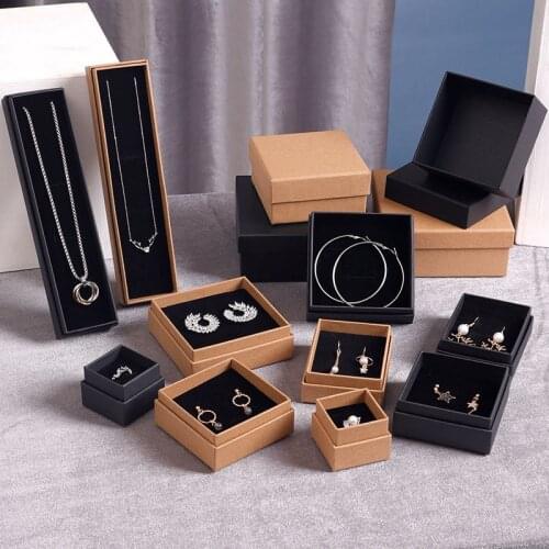 10pcs Black/Kraft Paper Box for Packaging Earring Jewlery Gift Boxes Cardboard Diy Jewellery Display Storage Case