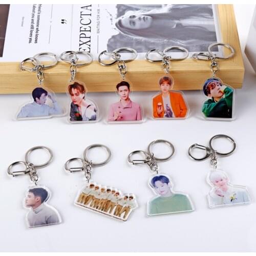Kpop EXO CHANYEOL KAI CHEN BAEKHYUN SEHUN SUHO Portrait Keychain Pendant Accessories PVC Acrylic trend KeyRing Bag Charm