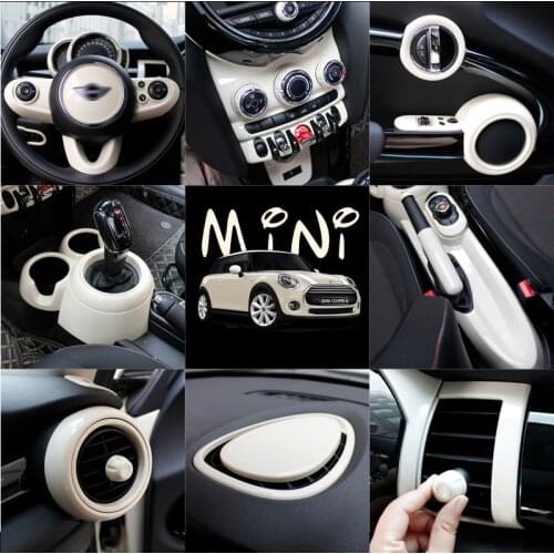 Car Dashboard Multimedia Stickers Steering Wheel Button Decoration For MINI COOPER F55 F56 F57 Handbrake Cover Water Cup Frame
