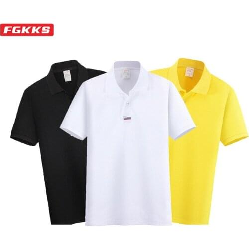 FGKKS Brand Men Casual Polo Shirt Tops Summer Men High Quality Solid Color Polo Shirt Trendy Wild Short Sleeve Polo Shirt Male