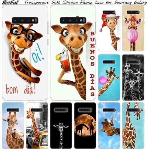 Hot Cute animal giraffe Soft Silicone Case For Samsung Galaxy S10 S9 S8 Plus S7 Edge A6 A8 Plus A7 A9 2018 A5 2017 Fashion Cover