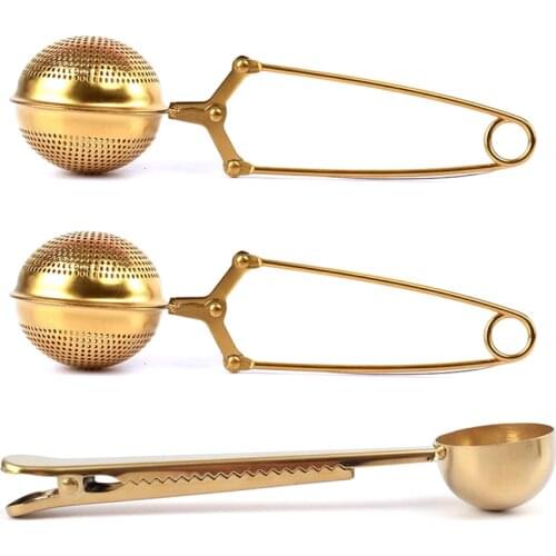 Set of 2 Tea Infusers & 1 Tea Spoon - Strainer Filter Ball with Perfect Multifunctional Serve Scoop to Brew Loose Leaf