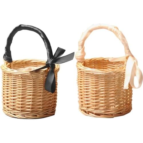 New Picnic Basket Mini Wicker Hand Basket Fruit Basket Packaging Basket Decorative Prop Basket