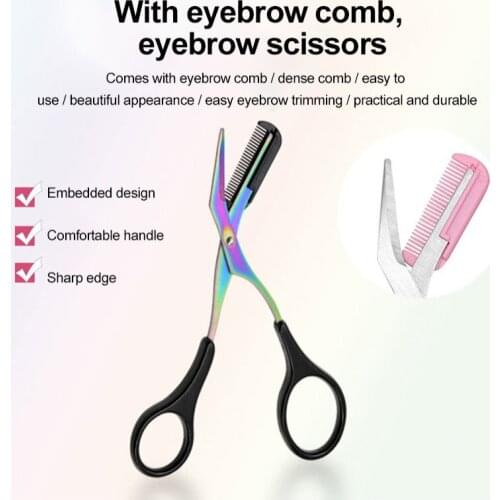 Eyebrow Scissors With Eyebrow Comb Makeup Eyebrows Trimmer Clips Shaping Eyebrow Makeup Tool