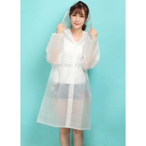 Wholesale practical transparent plastic waterproof adult men women raincoat with hood free shipping