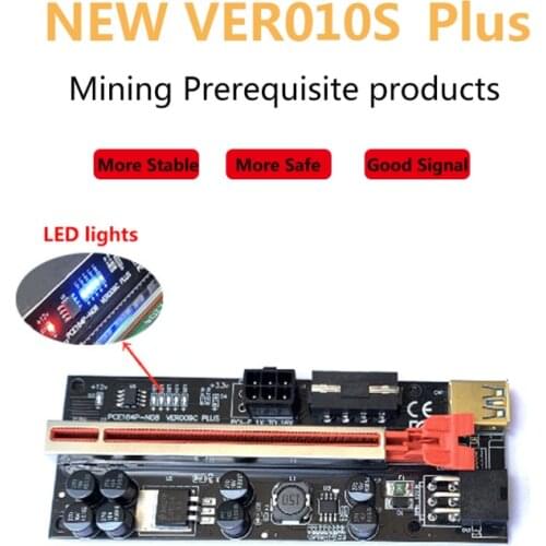 PCI-E Pcie Riser 010s Express 1X 4x 8x 16x Extender PCI E USB Riser 010s GPU Dual 6Pin Adapter Card SATA 15pin For BTC Miner