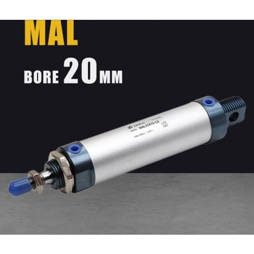 Aluminum Alloy Pneumatic Cylinder MAL 20mm Bore 25mm-500mm Stroke Double Acting Single Rod Air Cylinder