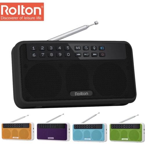 Rolton E500 6W Portable Digital FM Radio Wireless Bluetooth Speaker HiFi Stereo Music Player Flashlight Mic Hands-free Record TF