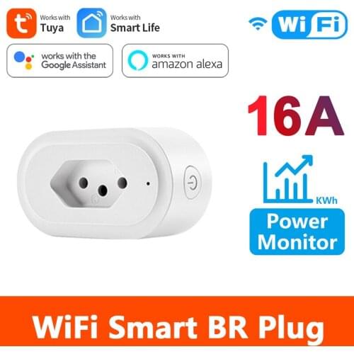 1-4PCs Tuya BR Wifi Plug 16A Power Monitor Timer Socket Outlet Smart Life App Remote Control Works With Alexa Google Home Hot