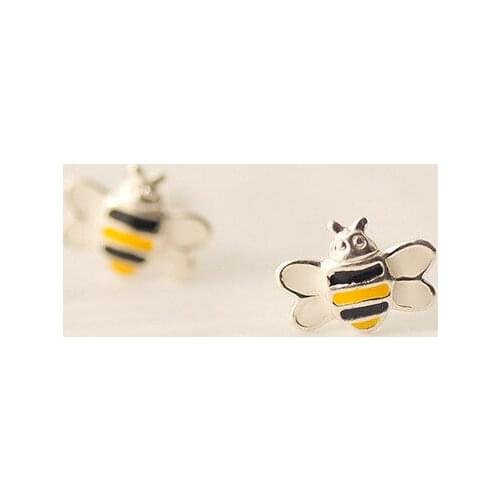 Real 925 Sterling Silver Lovely bee Earrings for Women Girls Gift Hot Fashion sterling-silver-jewelry Women Earrings