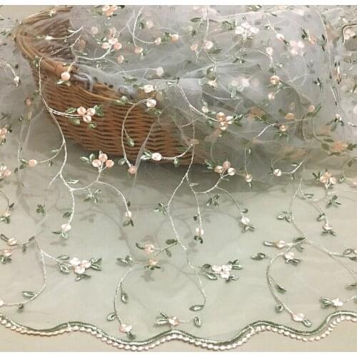 Tini flowermesh embroidery lace fabric Wedding Dress Tulle Skirt Material fabrics for patchwork kumas telas por metros