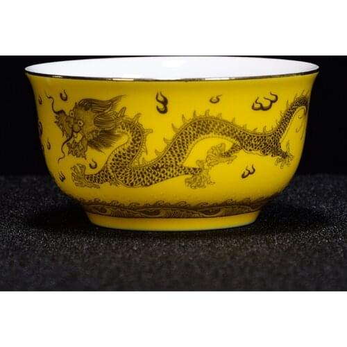 Traditional Ceramic Tea Cup Dragon Phoenix Porcelain TeaCup Big Capacity Teacups Kung Fu Quality Porcelain Drinkware Gift