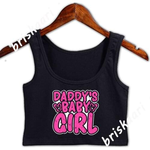 Daddys Baby Girl Ddlg Abdl Bdsm Kink Submissive Crop Top Women Fit Normal Summer Comical Round Collar Gents Knitted Tops Vest