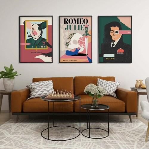 Vintage Abstract Canvas Painting Romeo and Juliet Posters Prints Home Decoration Wall Art Picture for Cafe Design Library Decor