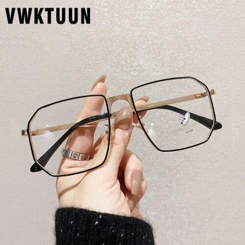 VWKTUUN Blue Light Blocking Glasses Metal Optical Glasses Frame Women Men Oversized Twin Beams Myopia Glasses Frames