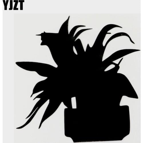 YJZT 13.5CM×13.7CM Creative Plant Potted Flower Vinyl Car Sticker Decal Black/Silver 18B-0160