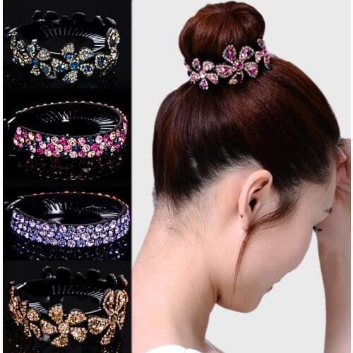 Resin Flower Rhinestone Bird Nest Floral Twist Clip Crystal Colours 1PC Professional Headdress Flower Korean Plastic Hair Clips