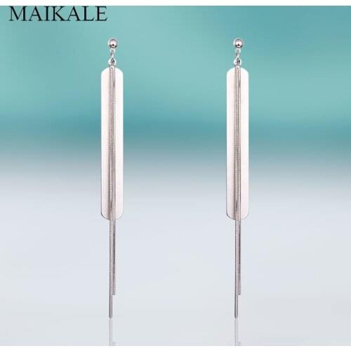 MAIKALE Classic New Long Earrings for Women Copper Luxury Dangle Earings Korean Gold Silver Color Fashion Jewelry Wholesale