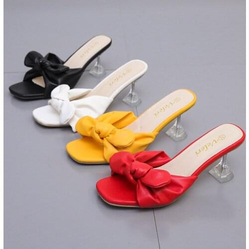 Women Sandals Fashion High Heels 2.75 Inches Beautiful Bow Slippers(Size 36-41
