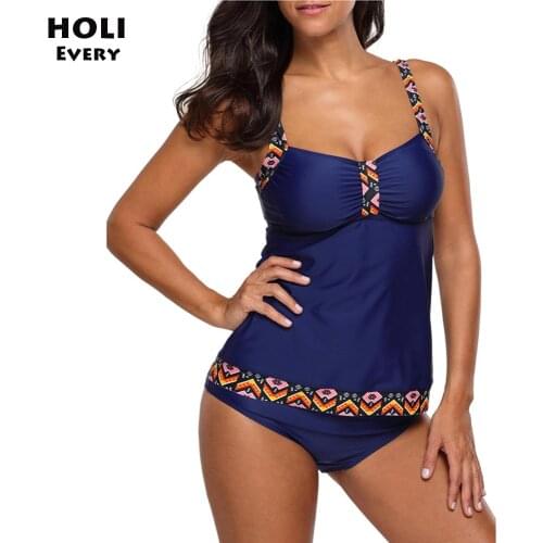 Women Swimwear Tankini Large Plus size Swimsuit 2019 Female Bathing Suit Split Two Piece Bikini Set Beach XXXL Black Blue May 47