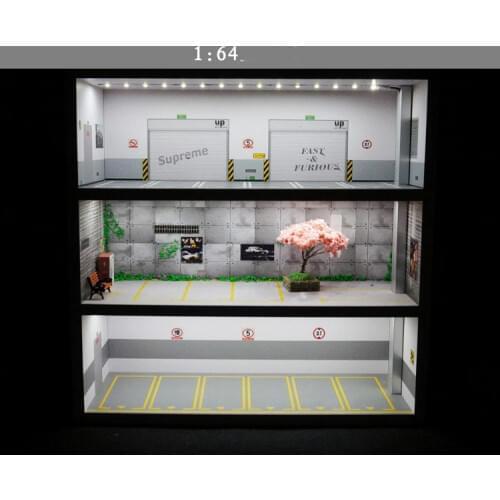 1:64 parking lot model display cabinet toy Car storage rack shelf box simulation garage show parking zone scene