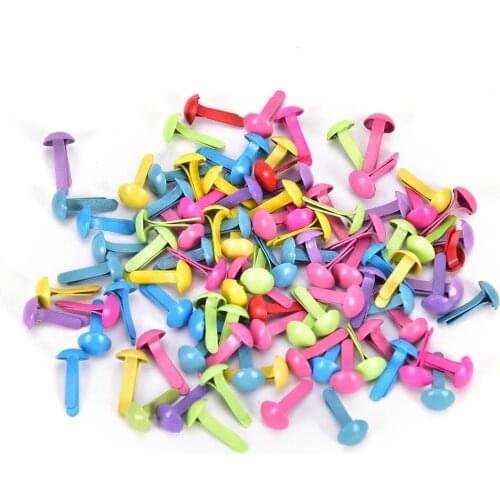 100PCs Mixed Pastel Round Brads Scrapbooking Embellishment Fastener Brads Metal Crafts For shoes Decoration 4.5*8mm