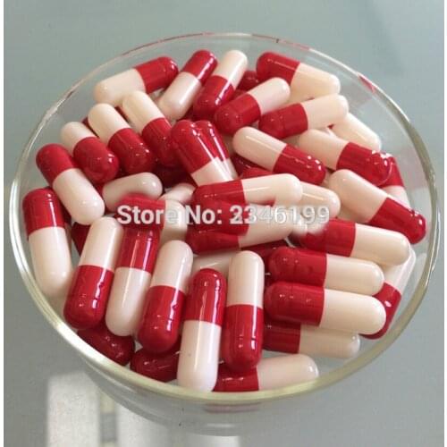 1000pcs/lot Size 0# Red+White Empty Capsule Shells, DIY Superior Grade Elegant Medicine Powder Refillable Bottle, Mask Container