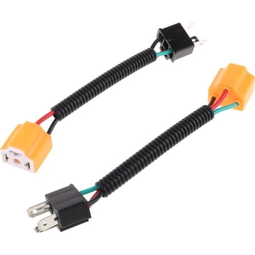 2Pcs H4 9003 Ceramic Wire Harness Plug Cable Headlights Connector Extension New