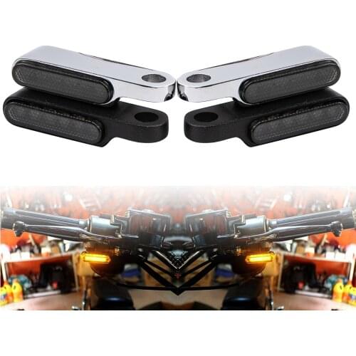 2PCS Motorcycle signal lamp Indicators Amber LED Turn Signal Light Handlebar Blinker Aluminum Alloy Black/Chorme DC 12V