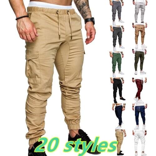 2021 High Quality Mens Cargo Pants Joggers Sweatpants Casual Male Sportswear Solid Multi-pocket Trousers Pants Pantalones S-4XL
