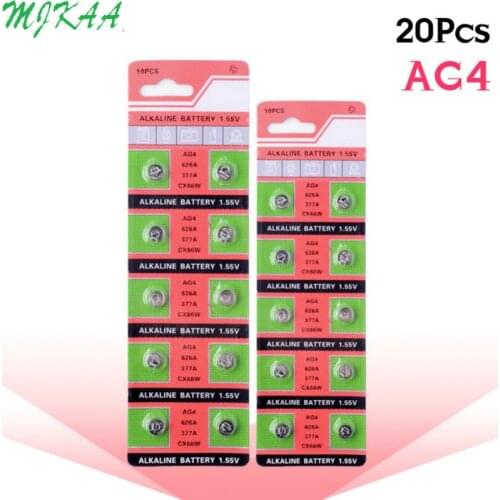 20PCS/pack AG4 377A 377 LR626 SR626SW SR66 LR66 button cell Watch Coin Battery