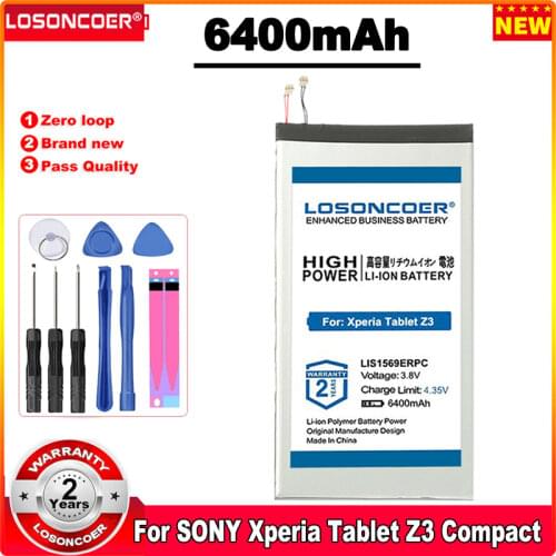 LOSONCOER Latest Production Battery 6100mAh LIS1569ERPC For Sony Xperia Tablet Z3 Compact SGP611 SGP612 SGP621 Free tools