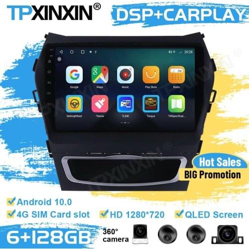 360 Cameras Car Radio Stereo Receiver Android For Hyundai IX45 Santa Fe 2014 2015 2016 2017 2018 GPS Player Auto Audio Head Unit